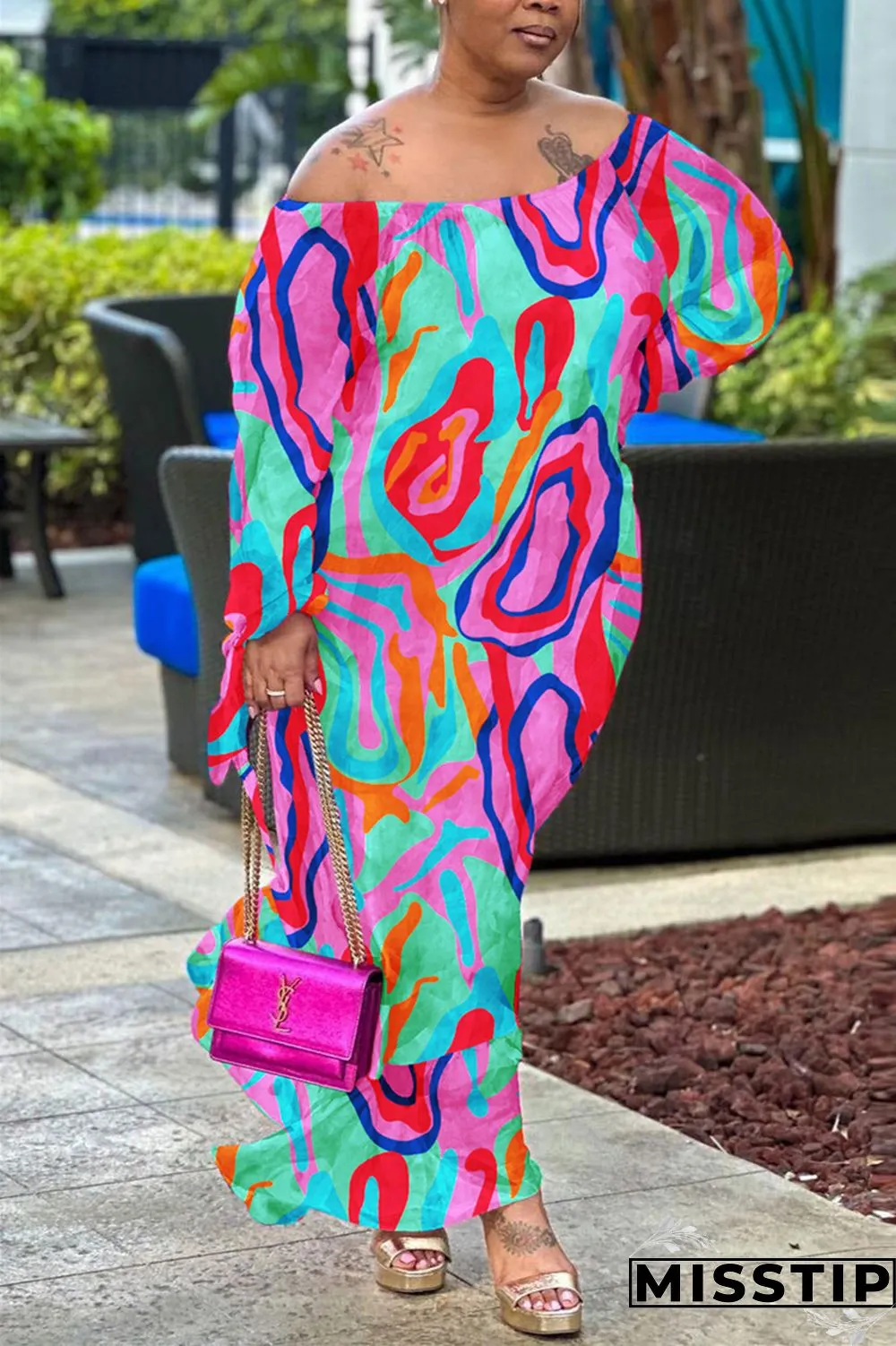 Leopard Print Casual Print Backless Off the Shoulder Long Sleeve Dresses