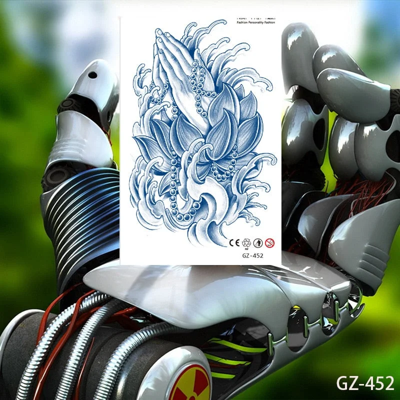 Temporary Waterproof Tattoos Stickers Christian Buddhism Taoism Pray Juice Ink Lasting Men Women Chest Body Arm Fake Tatoo DIY
