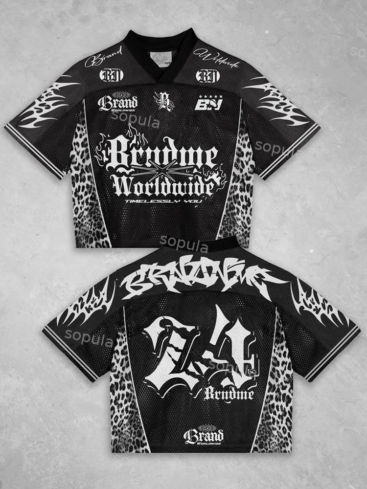Vintage Black Metal Gothic Leopard Print Jersey