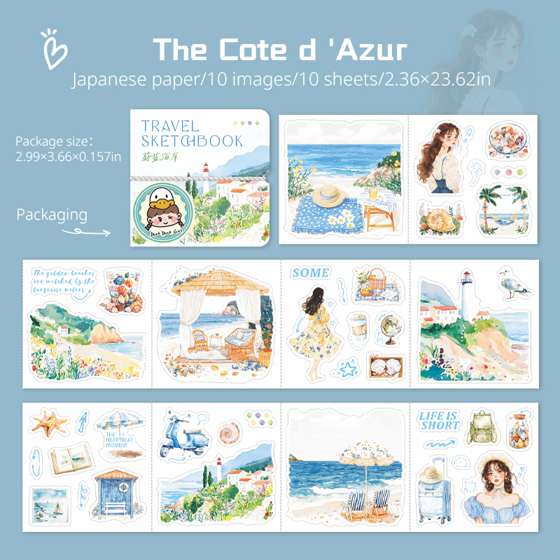 Washi Sticker Book - Travel Sketch Book Series Vintage Character Flower Landscape 
