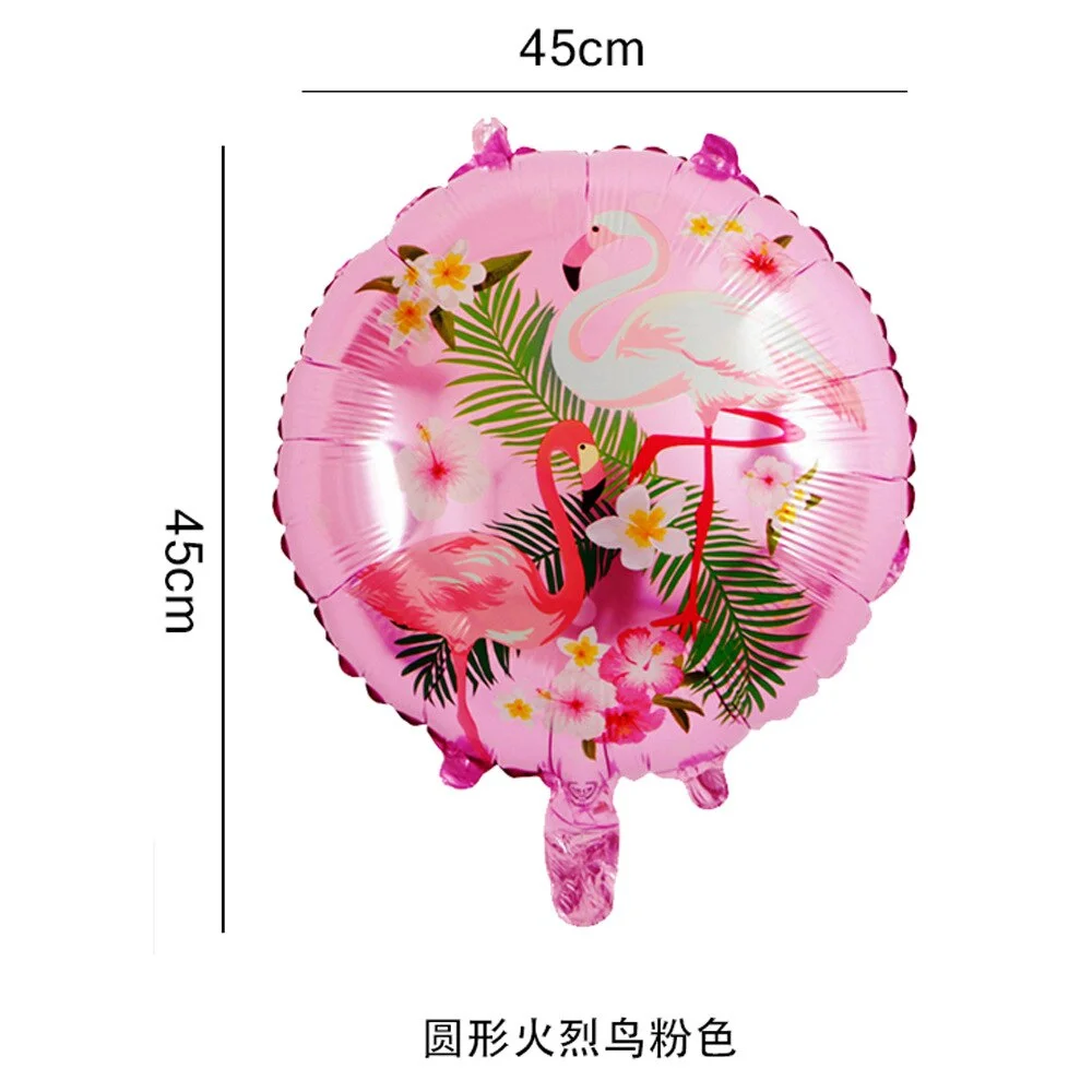 Hawaiian Party Balloon 18 inch Round Flamingo Aluminum Foil Balloon Flamingo Wine Glass Leaf Balloon Birthday Party Decoration