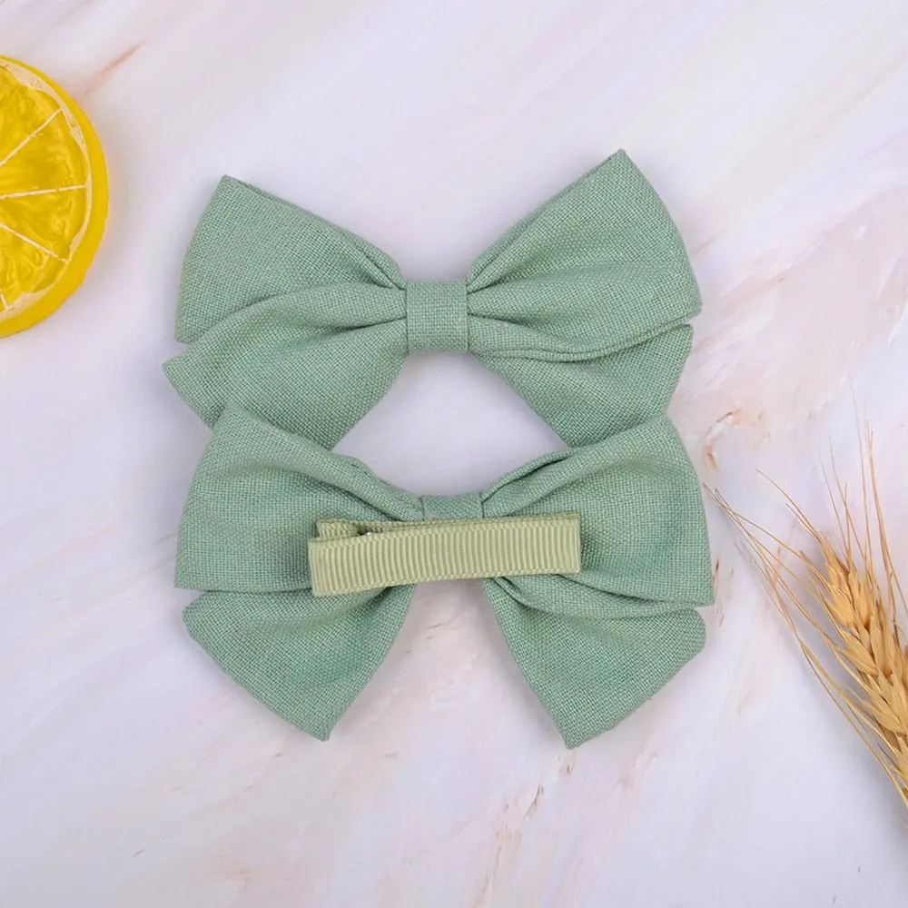 4Pcs/set Cute Solid Bowknots Hair Clips For Baby Girls Safty Boutique Hairpins Handmade Barrettes Headwear Kids Hair Accessories