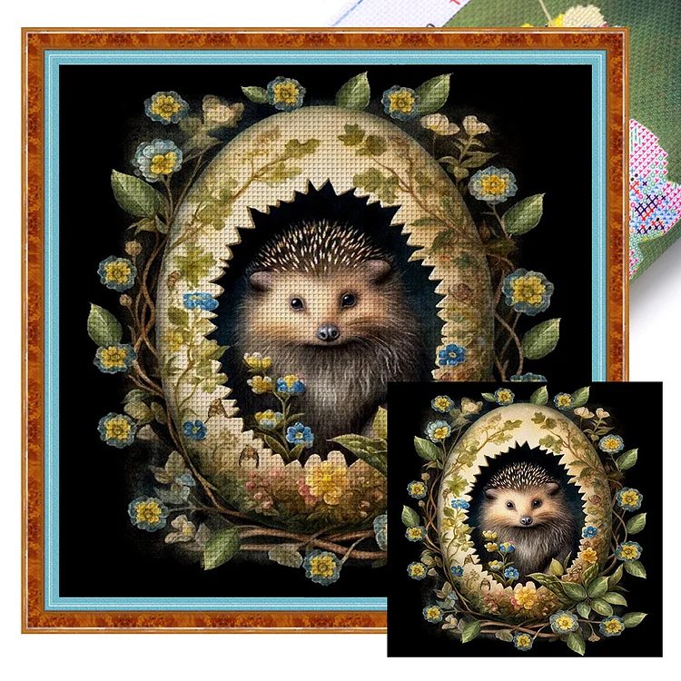 【Huacan Brand】Easter Hedgehog 11CT Stamped Cross Stitch 45*45CM