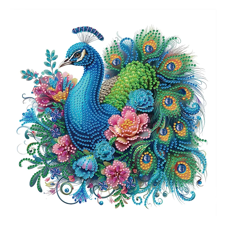 Partial Special-shaped Diamond Painting - Peacock 30*30CM