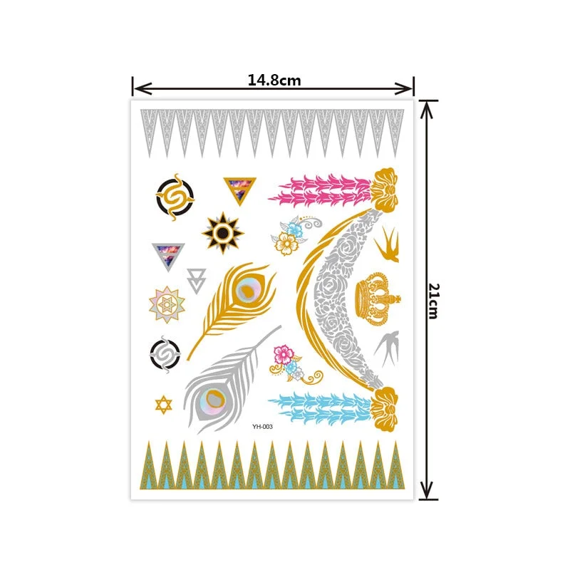 Hot bronzing tattoo stickers waterproof sweat not easy to smudge bronzing temporary tattoo stickers fashion tattoo stickers