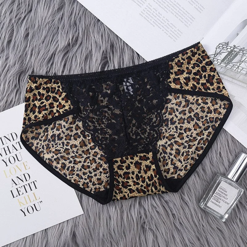 2020 new fashion women sexy leopard lace panties seamless underwear panties for girls leopard ice silk bikini bikini cotton C tr