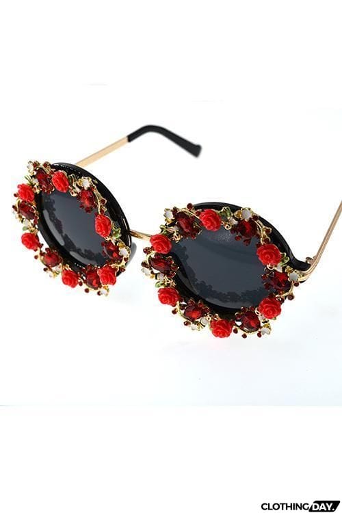 Flower Rhinestone Sunglasses
