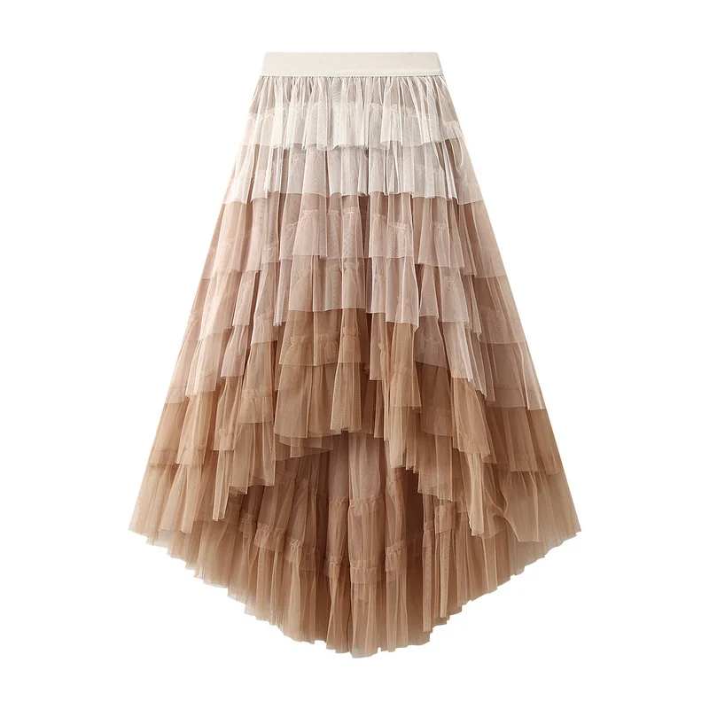 Nigikala Nigikala Cake Skirt High-Rise Mesh Skirt Unkempt Dress 2025 New Ladies Dress Fairy Skirt 1379