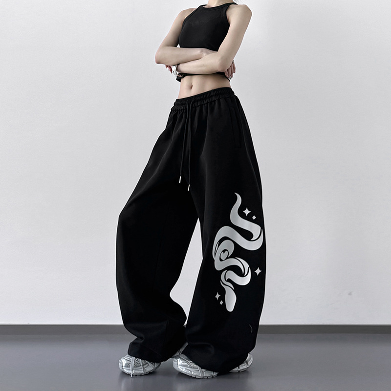 Women’s Hip Hop Sweatpants – Bold Snake Print Jazz Dance Trousers in Streetwear Style