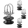 [US Local Warehouse] Pack of 4 Nylon Sliding Gate Rollers w/H-Shaped Wheel Groove Mini Nylon Track Wheel Roller Cantilevered Rail Fence Kit Sliding Hardware Kit for 4in Square Post 2in Fence Frame