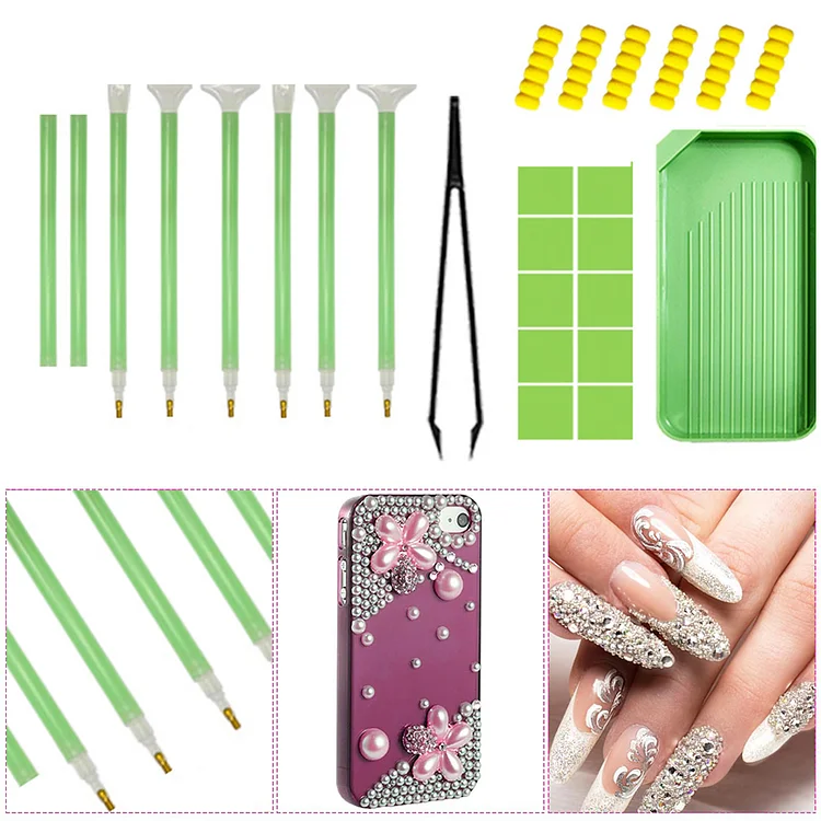 52pcs Diamond Painting Tools Set with 6 Pens Art Craft Supplies (Green) gbfke