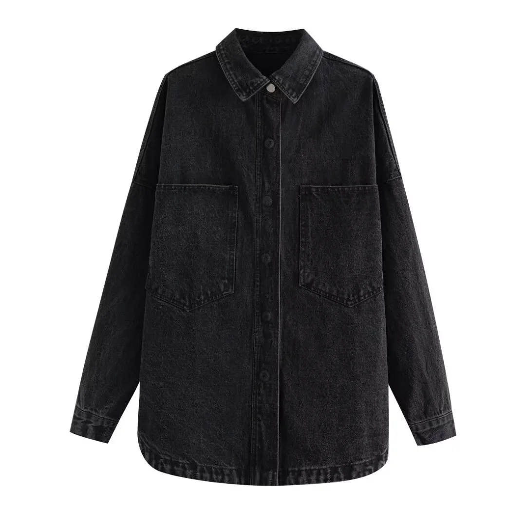 Toloer Spring 2024 New Women's Street Fashion Washed Denim Shirt Coat W015 22070-Outfit Ideas