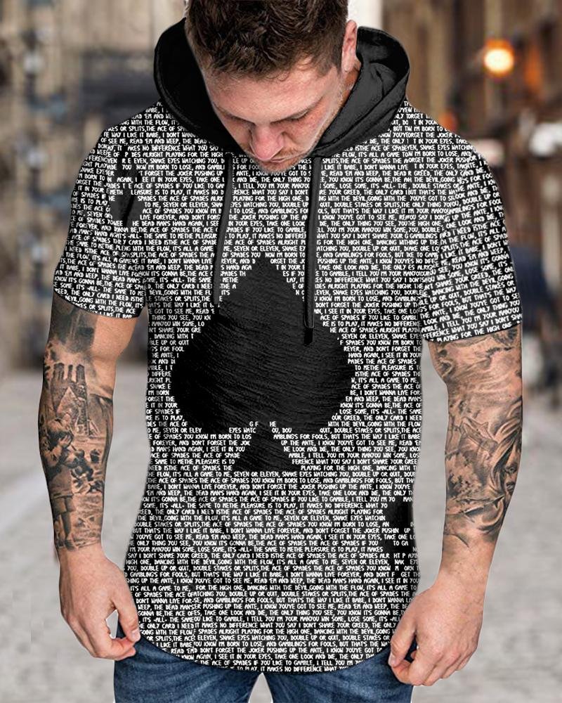 Men's Letter Printed Casual Pullover Short Sleeve