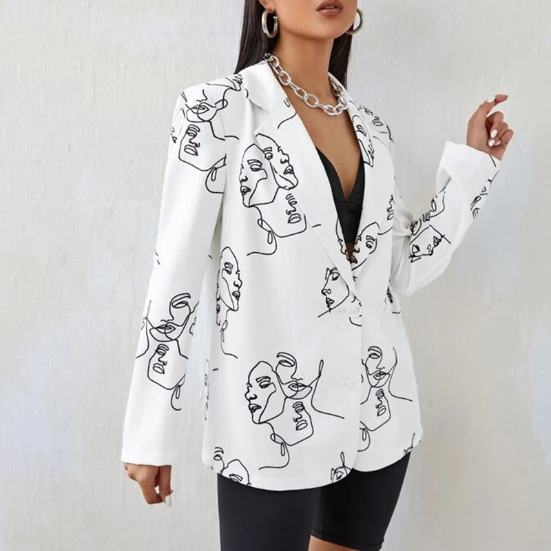 Graffiti print lapel jacket wearshes