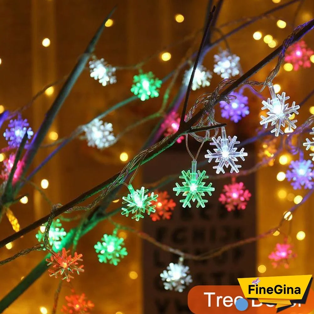 Battery Operated Snowflake Fairy String Lights For Indoor Outdoor Home Bedroom Patio Room Garden Party Xmas Christmas Tree Decorations(Battery Is Not Include)