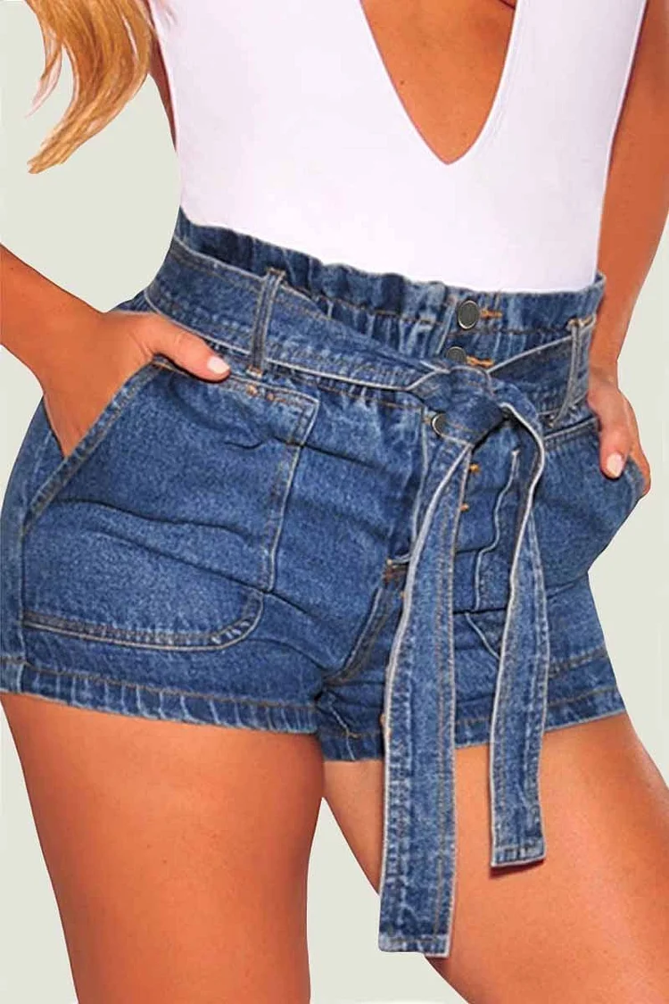 Fashion Lace-up Denim Shorts