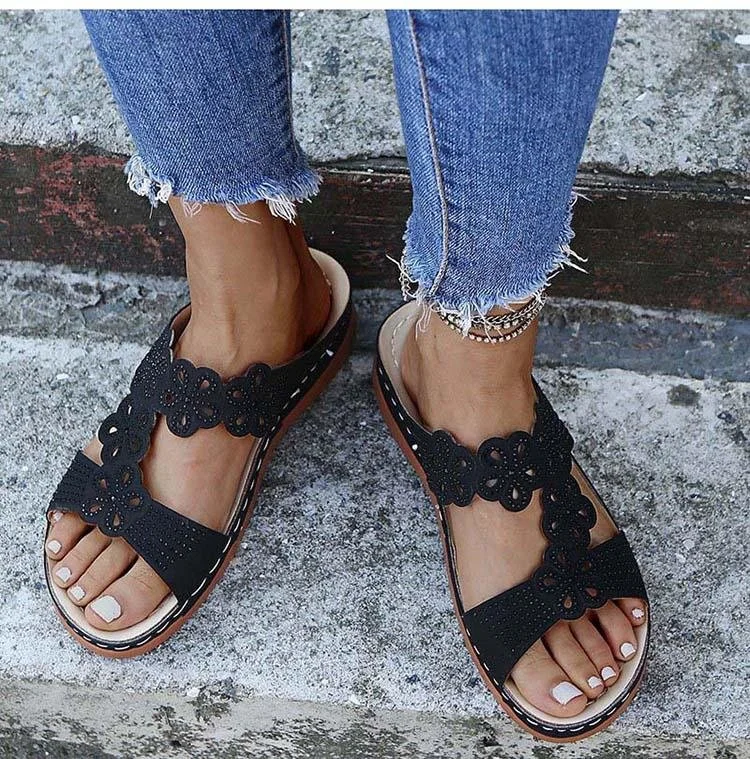 Women Stylish Soft Open Toe Floral Strap Sandals