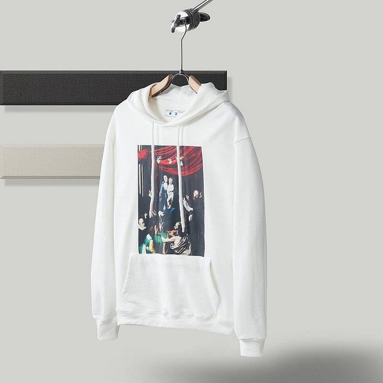 Off White Winter Hoodie Men's Plus Size Casual and Comfortable HighQuality Cotton Hooded Sweater Owt