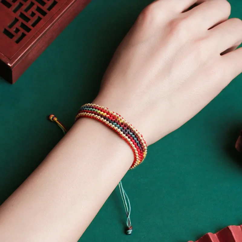 Tibet Rainbow Multicolored Protection Braided String Bracelet