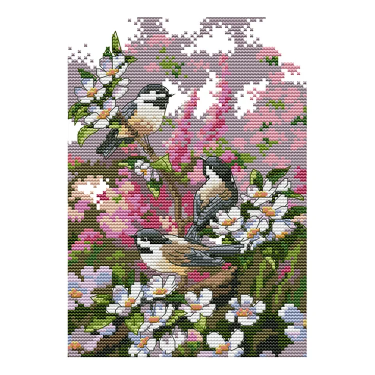 Birds 14CT Printed Cross Stitch Kits (19*28CM) fgoby