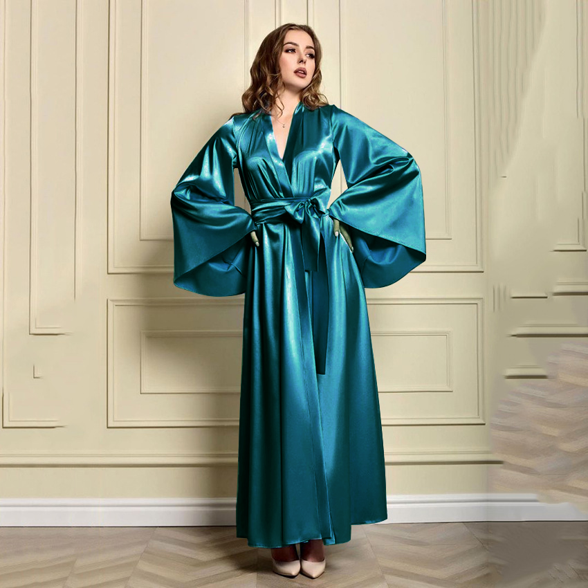 Long Mulberry Silk Robe For Women With Pockets And Belt Luxury Silk Bathrobe