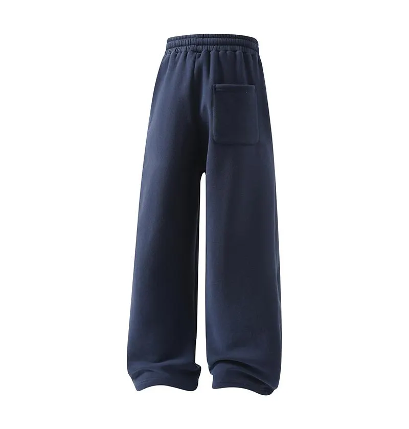 Men's Fleece Thermal Lined Sweatpants  Oversize Drawstring Waist Casual Loose Pants for Fall Winter School Season Daily Wear Stylish Menswear