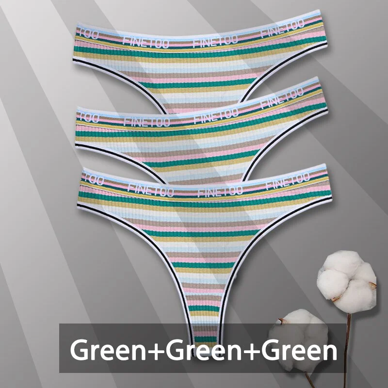 Billionm Colorful Cotton Panties for Women Sexy Striped Underwear G-string Thong Panty Female Breathable Soft Intimate Lingerie