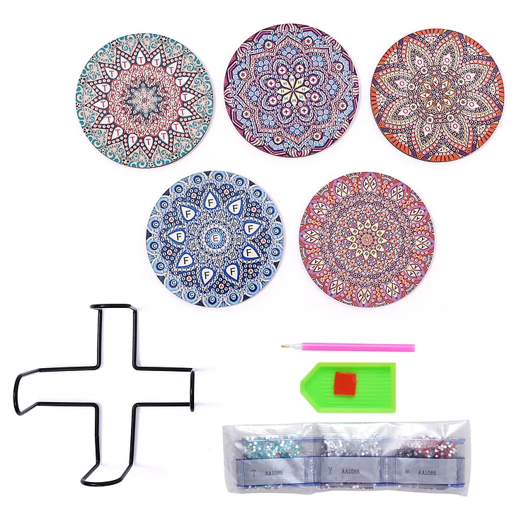 8 Pcs Christian Diamond Art Painting Coasters Kits with Holder for Adults,  Relig