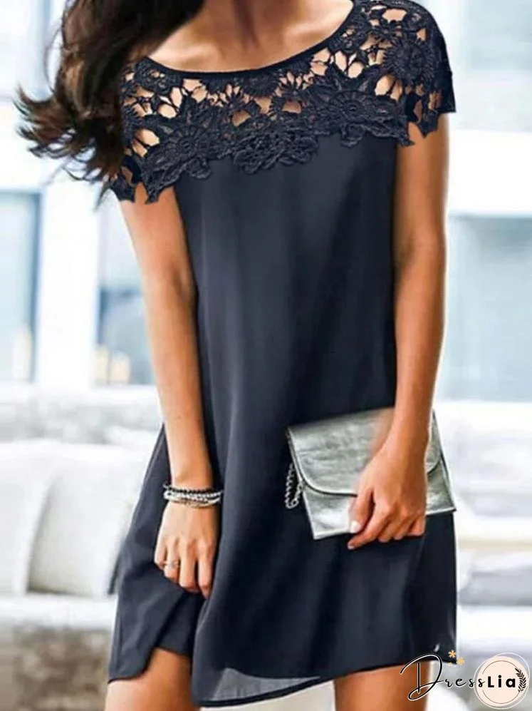 Lace Up Hollow Out Shoulder Black Mini Dresses