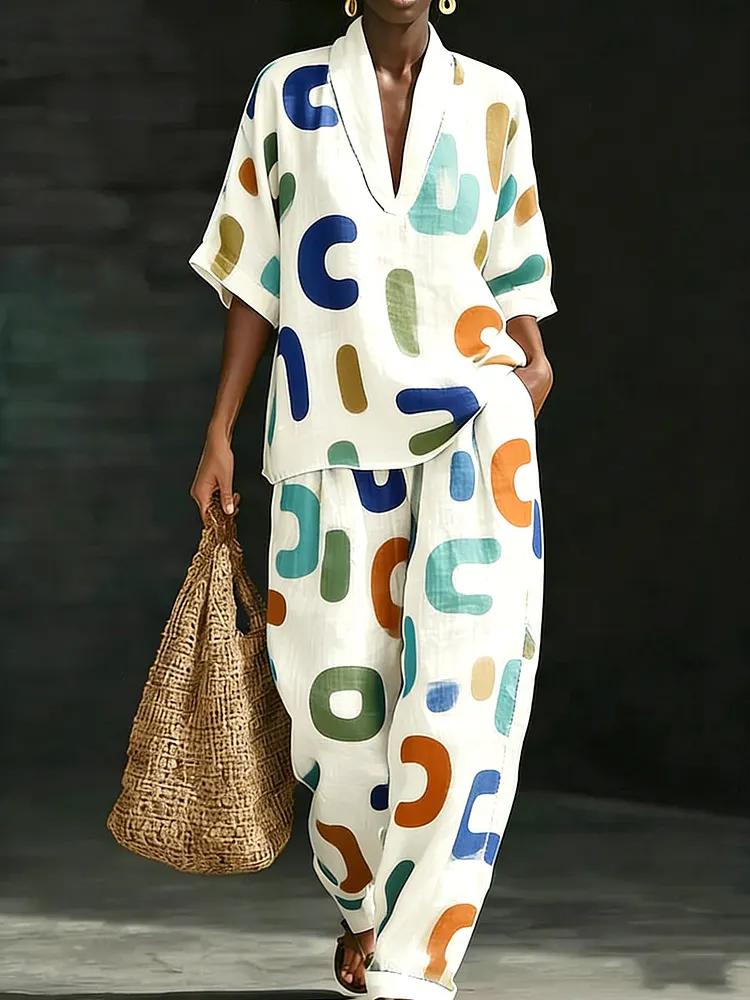 Women&rsquo;s Tribal Geometric Print Two-Piece Set