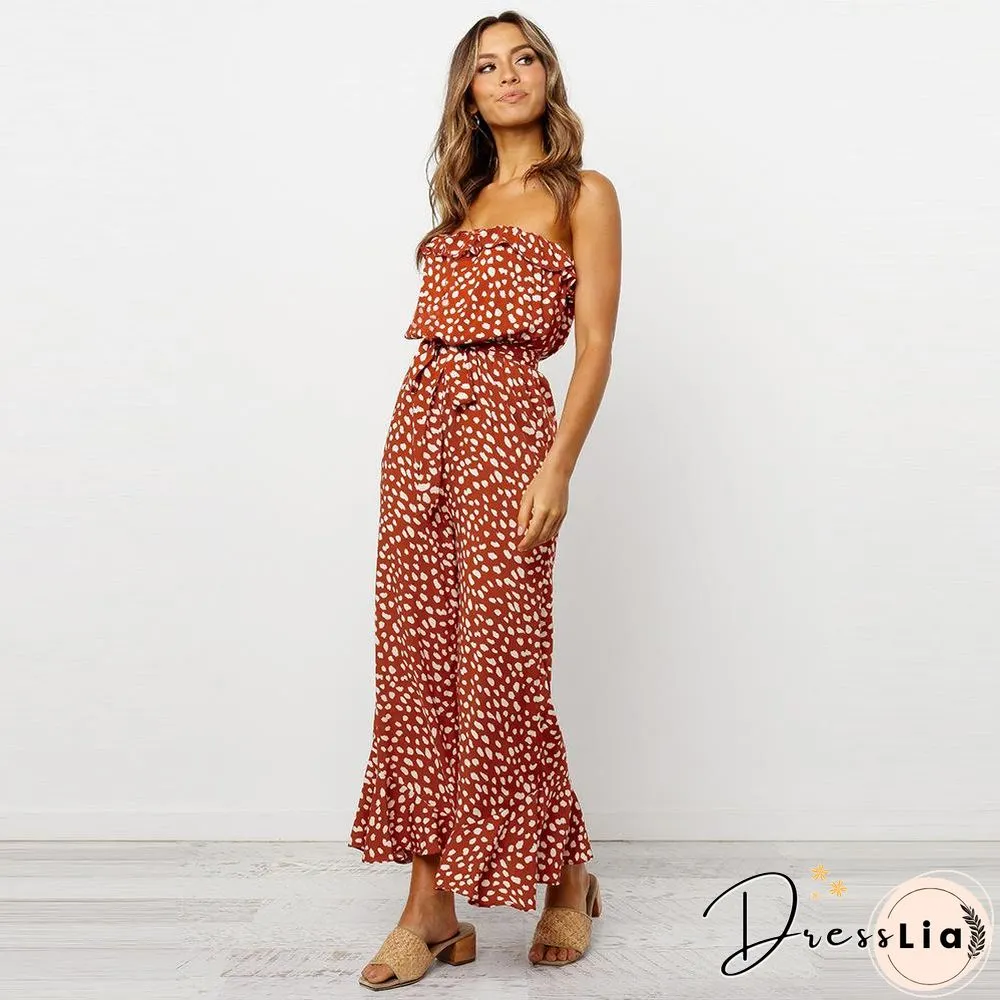 Off Shoulder Ruffle Jumpsuit
