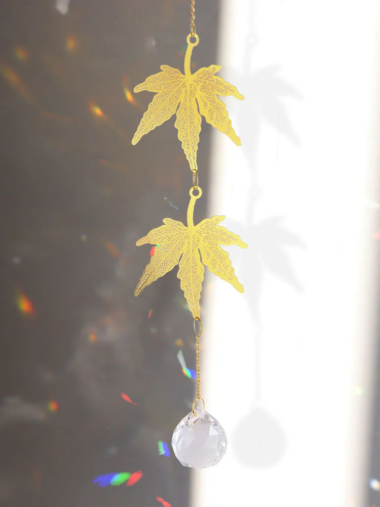 Crystal Windchime Lotus Ginkgo Four Leaf Dream Catchers Windbell Home Decor