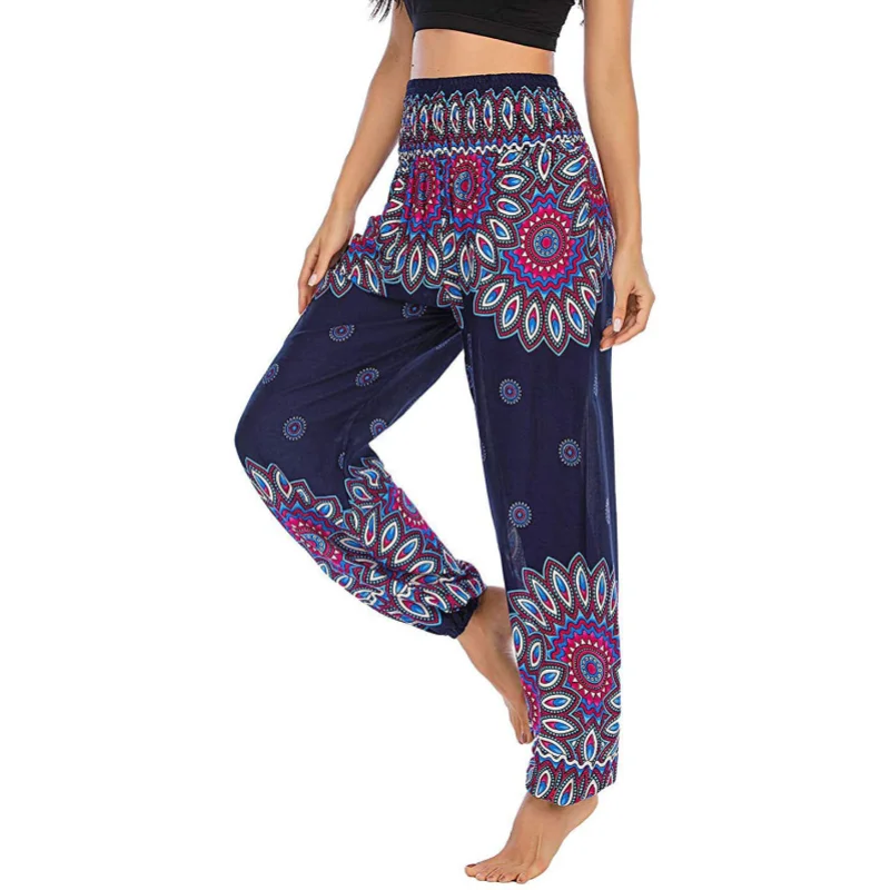 Unique Floral Pattern Printed Harem Casual Pants