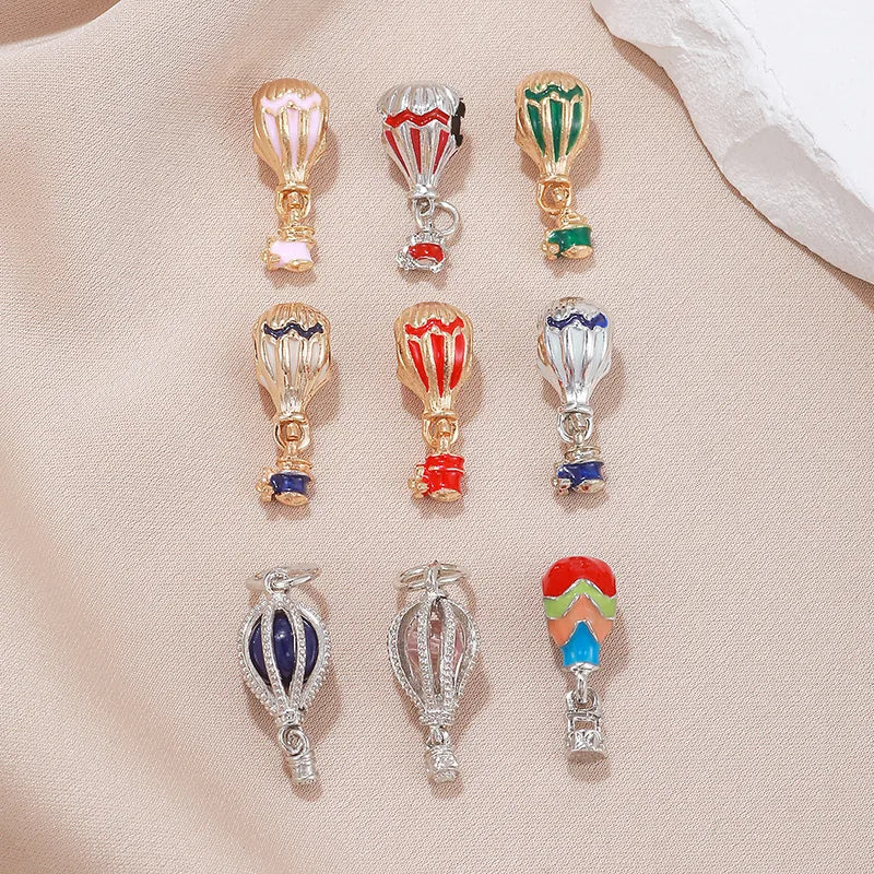 5 PCS/Package 8.5*22.7mm Hole 5~5.9mm Alloy Hot Air Balloon Pendant Beads