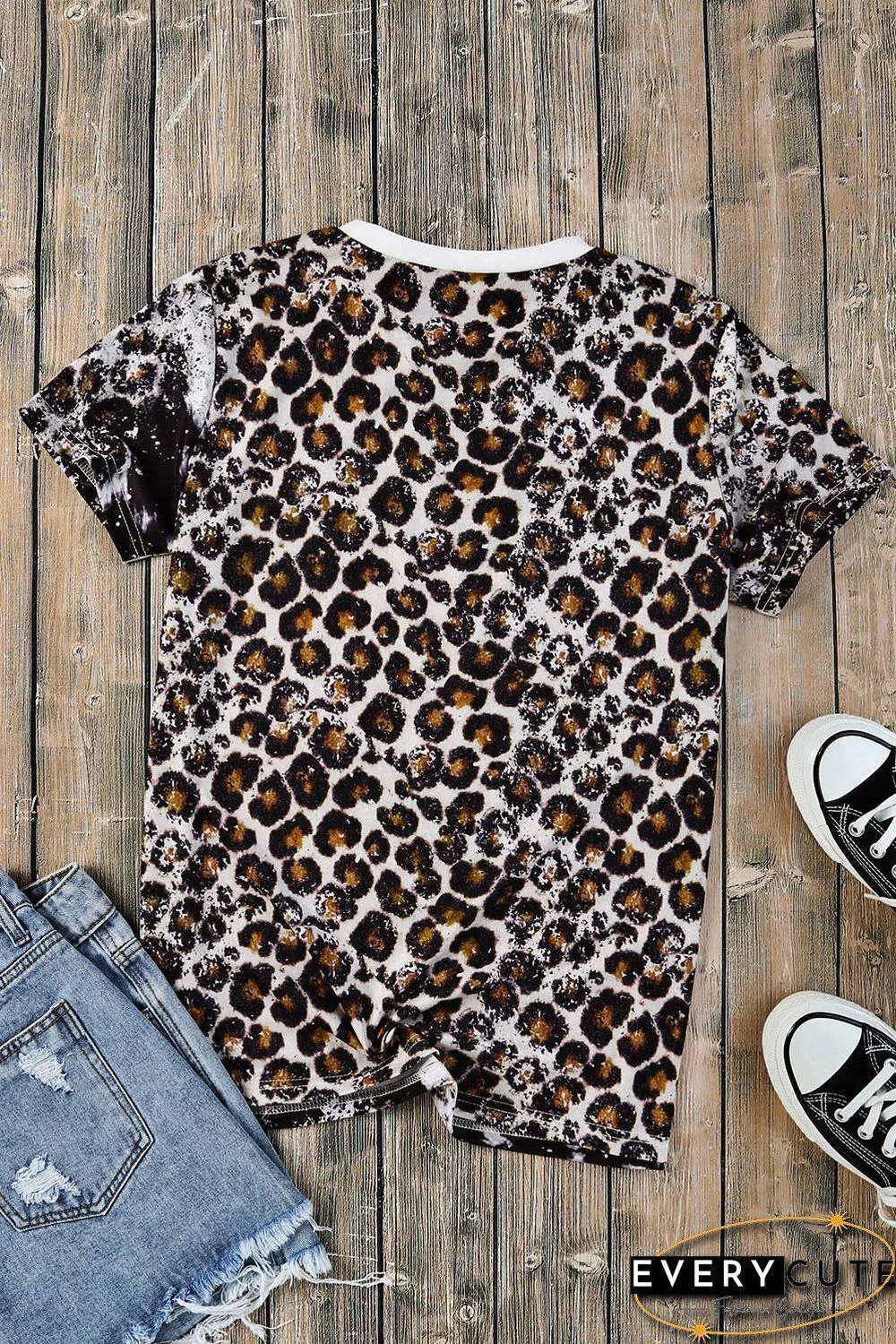 Leopard Mix Animal Print Bleached T Shirt