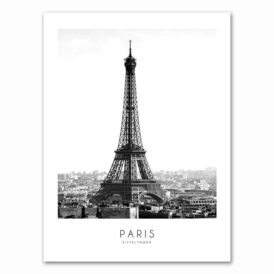 Modern New York London Paris City Wall art Landscape Posters and Prints Black And White Pictures for Living Room Home Decor