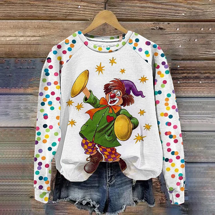 KÖLner Karneval Clown Polka Dot Print Round Sweatshirt