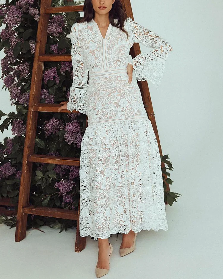 Elegant embroidered lace dress