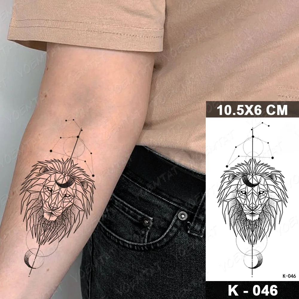 Waterproof Temporary Tattoo Sticker Starry Sky Galaxy Lion Flash Tatoo Wolf Fox Owl Arm Wrist Fake Tatto For Body Art Women Men