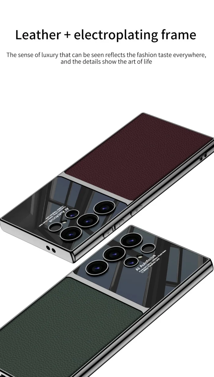 Samsung S24 mobile phone case S24u leather case S24ultra electroplated plain leather mobile phone