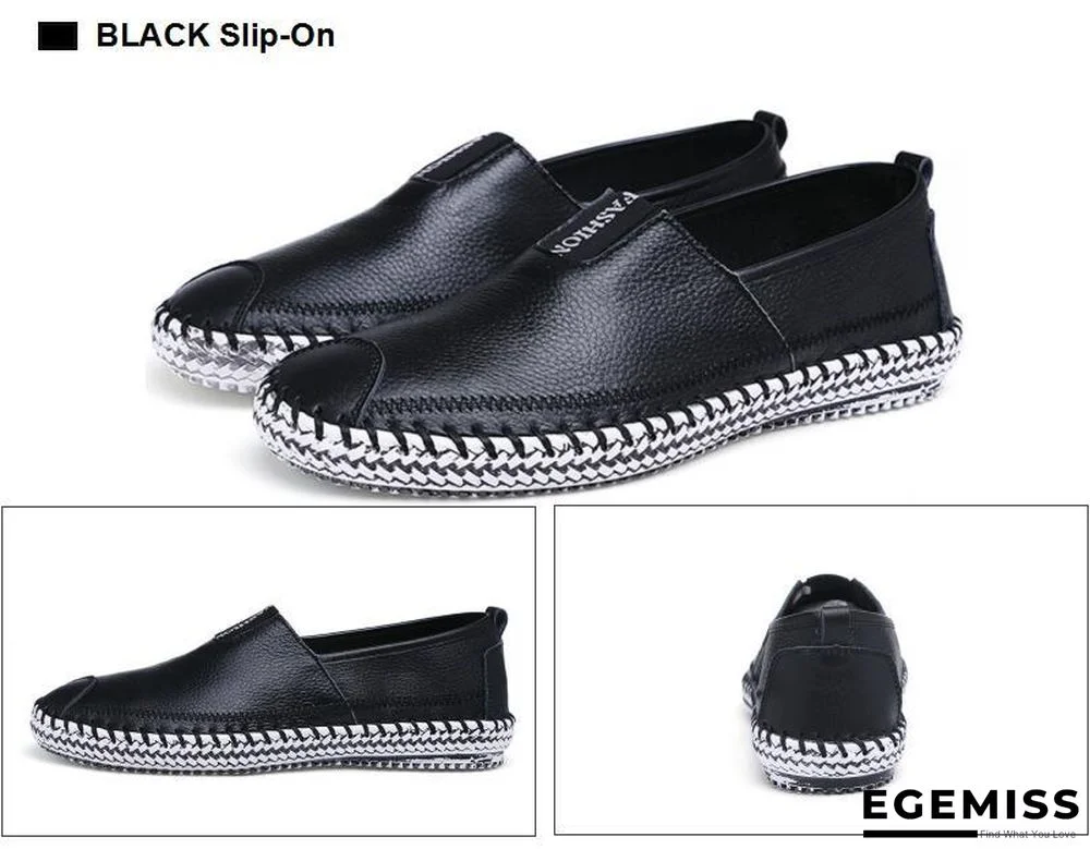 Men Breathable Comfortable Split Leather Men Loafers Flats Casual Shoes | EGEMISS