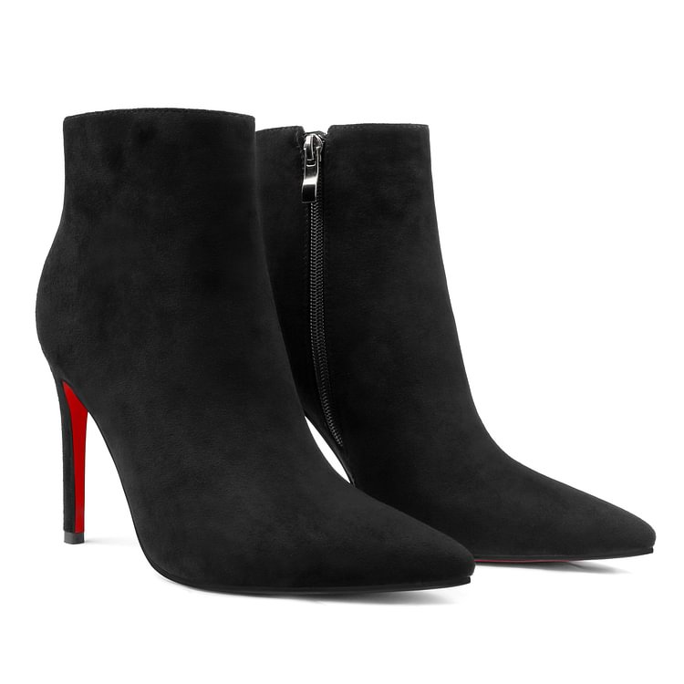 100mm Women's Closed Pointed Toe Stilettos Ankle Boots Suede