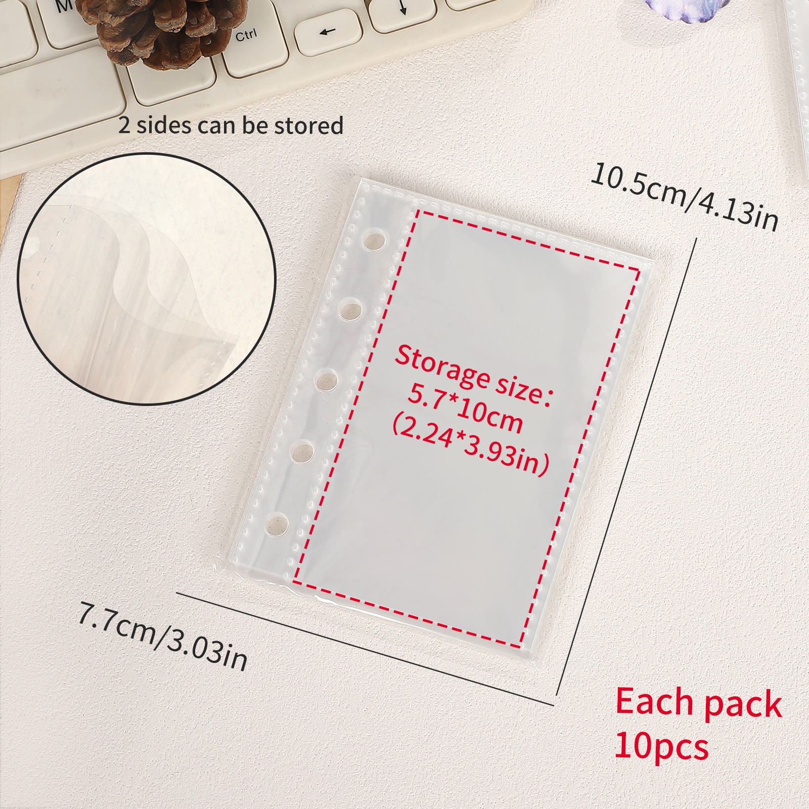 Storage Book - M5 Transparent PVC Mini Loose Leaf Five-hole Double-buckle 