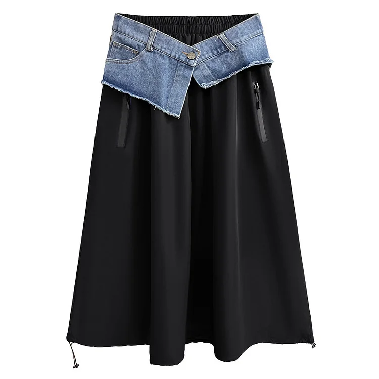 Personalized Splicing Elastic Waist Skirt