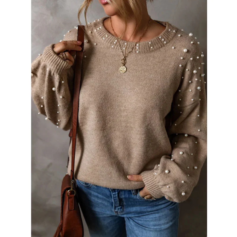 Athvotar Athvotar Autumn And Winter New Large-Size Loose Long-Sleeved Nail Ball Collar Collar Women's Sweater Factory