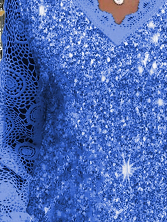 Women Half Sleeve V-neck Solid Color Dress