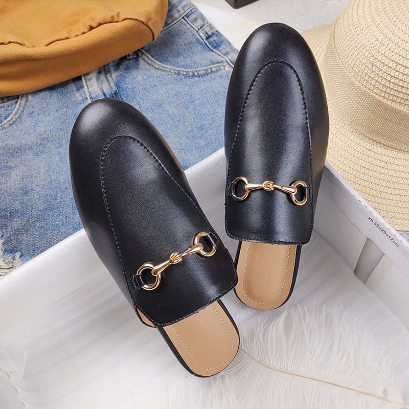 Spring/Summer 2021 New Women's Fashion Mueller Shoe Outdoor Trend Large Size Ball-toed Slippers with Flat Topper