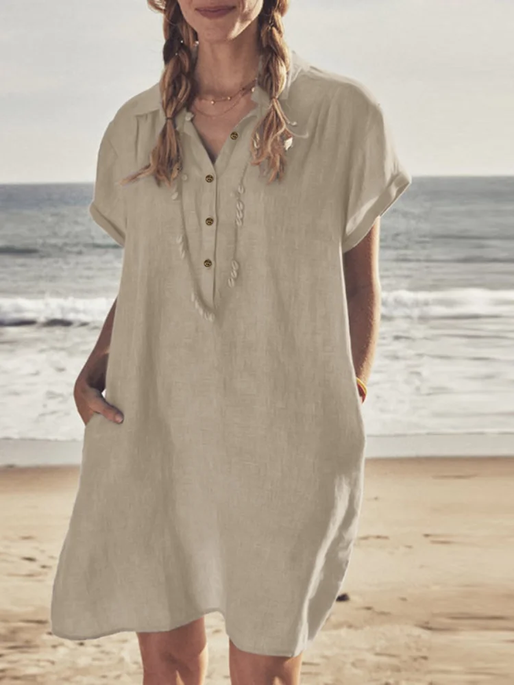 Cotton and Linen Pocket Beach Skirt VangoghDress