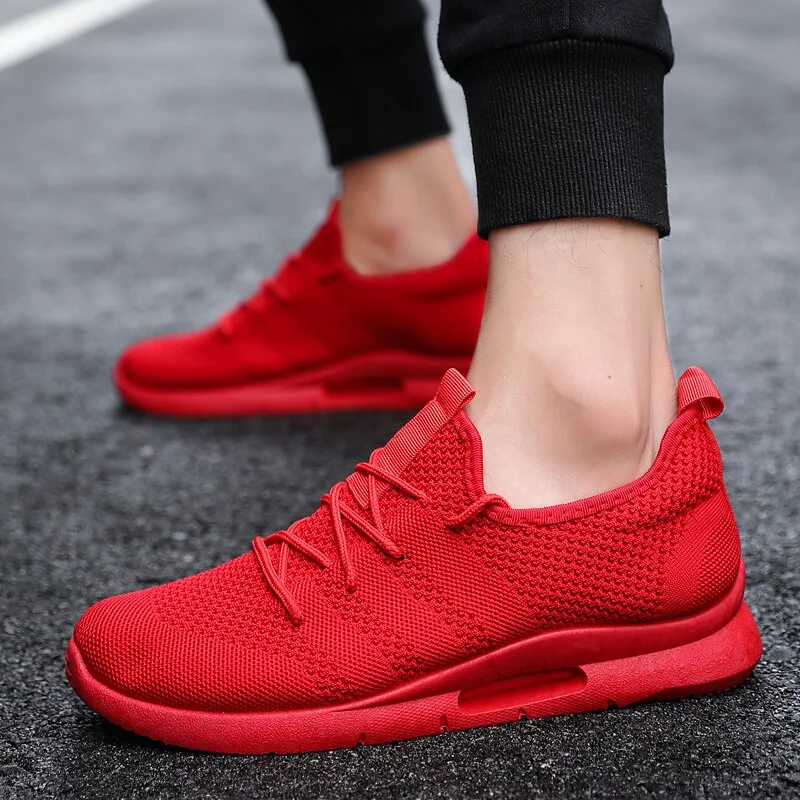 Men Sneakers 2021 Fashion Breathable Mesh Slip-On Men Shoes Summer Men Loafers High Quality Black White Red Male Socks Footwear