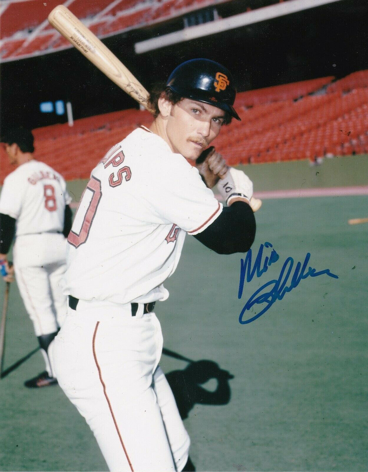 MIKE PHILLIPS SAN FRANCISCO GIANTS ACTION SIGNED 8x10